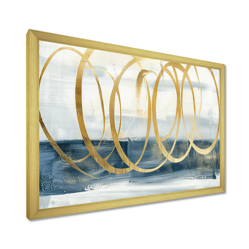 « gold abstract geometric shape », reproduction d’image sur toile, Cadre doré, H 36 po x l 46 po x P 1,5 po