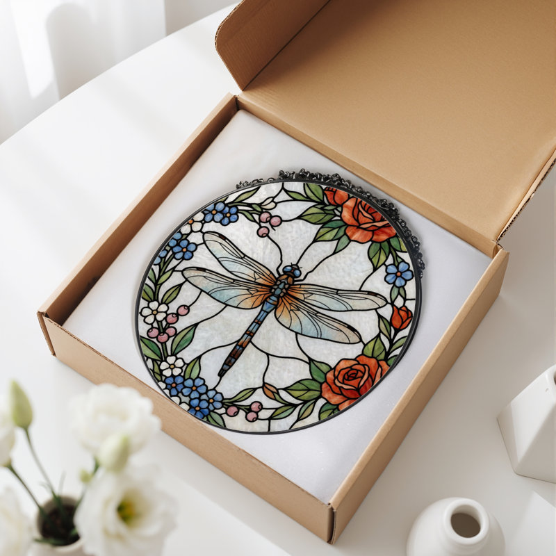 Panneau de vitrail floral 12 "H 12", H 12 po x l 12 po