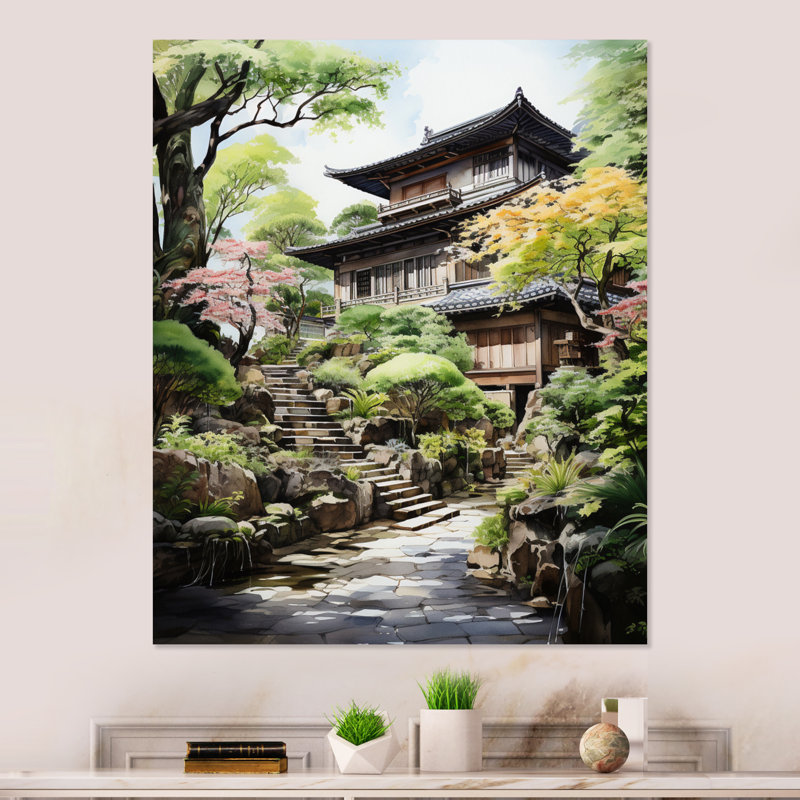 Asian Art Zen Garden I - Art asiatique, reproduction d'art en métal, H 32 po x l 24 po x P 1 po