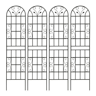 4 Pack 86.7"x19.7" Metal Garden Trellis For Climbing Plants, Rustproof Galvanized Tube Trellis With Pre-cut/pre-drilled Holes, Easy Single-person Assembly, Multi-purpose Outdoor Plant Support