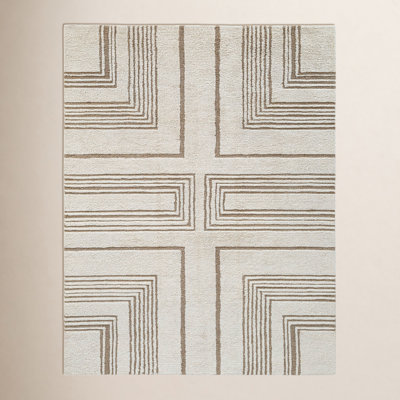 Taupe Ivory Hand-Tufted Wool Rug
