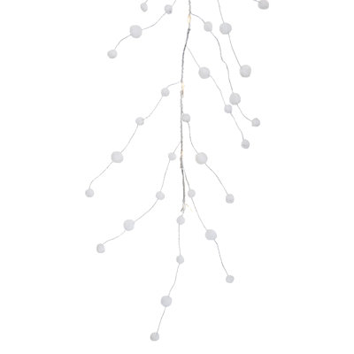 10-Count B/O Warm White LED Pom Pom Garland Christmas Lights - 3' Clear Wire