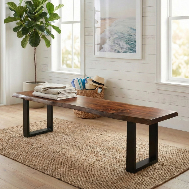 Towle 78" W Live Edge Solid Wood Bench, 18" H x 78" W x 16"D
