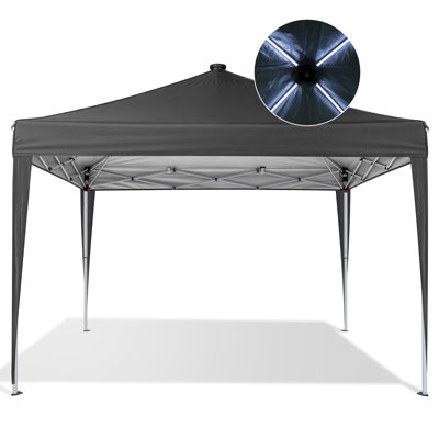 Outdoor Portable Pop-Up 8X8 FT Slant Leg Canopy With Solar Colorful Meteor Shower Lights And Carry Bag