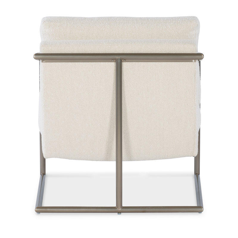 Inverness Natural Beige Leather and Metal Armchair