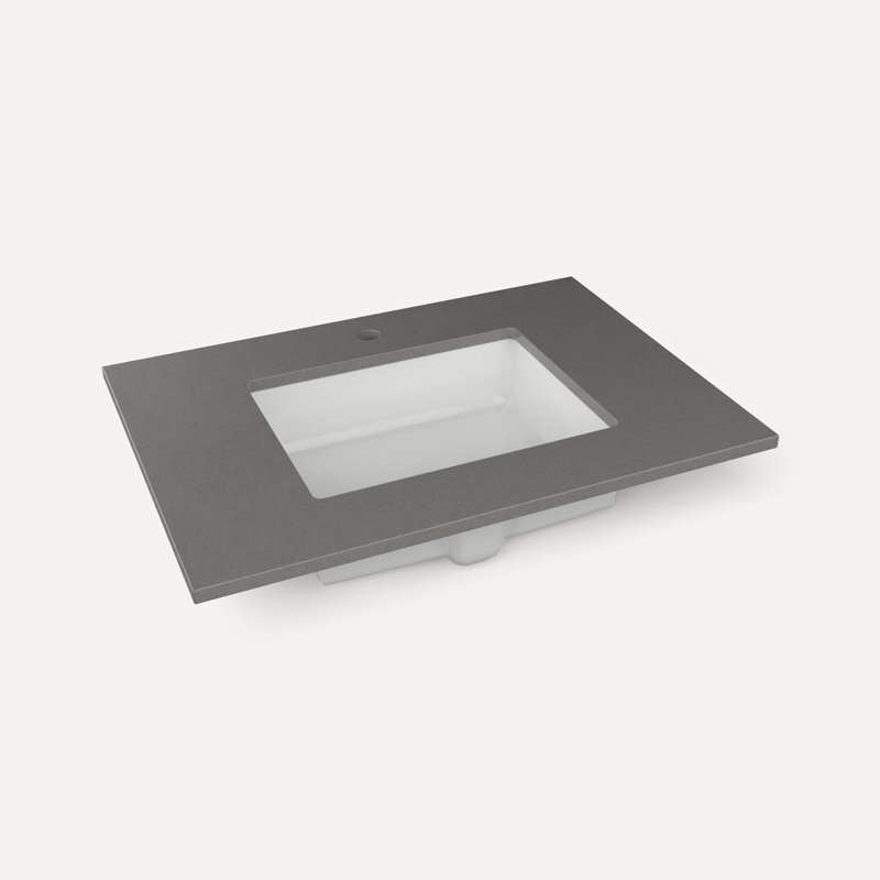 Plateau de meuble-lavabo en pierre de quartz Craft Series, Gris, Monotrou