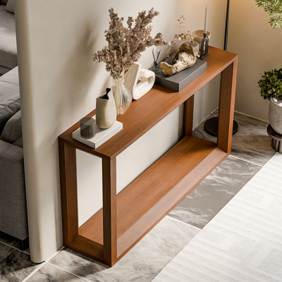 60" Rectangular Solid Wood Veneer Console Table