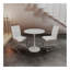 Table de salle à manger 31,5 "circulaire blanche, table de salle à manger, table de salle à manger pour 2 à 4 personnes, plateau et base en panneau de fibres à densité moyenne et 2 chaises de salle à manger en métal argenté-114794975