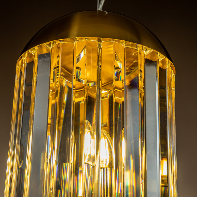Stone 6 - Light Crystal Pendant, Polished Brass, 165cm H x 24cm W x 24cm D