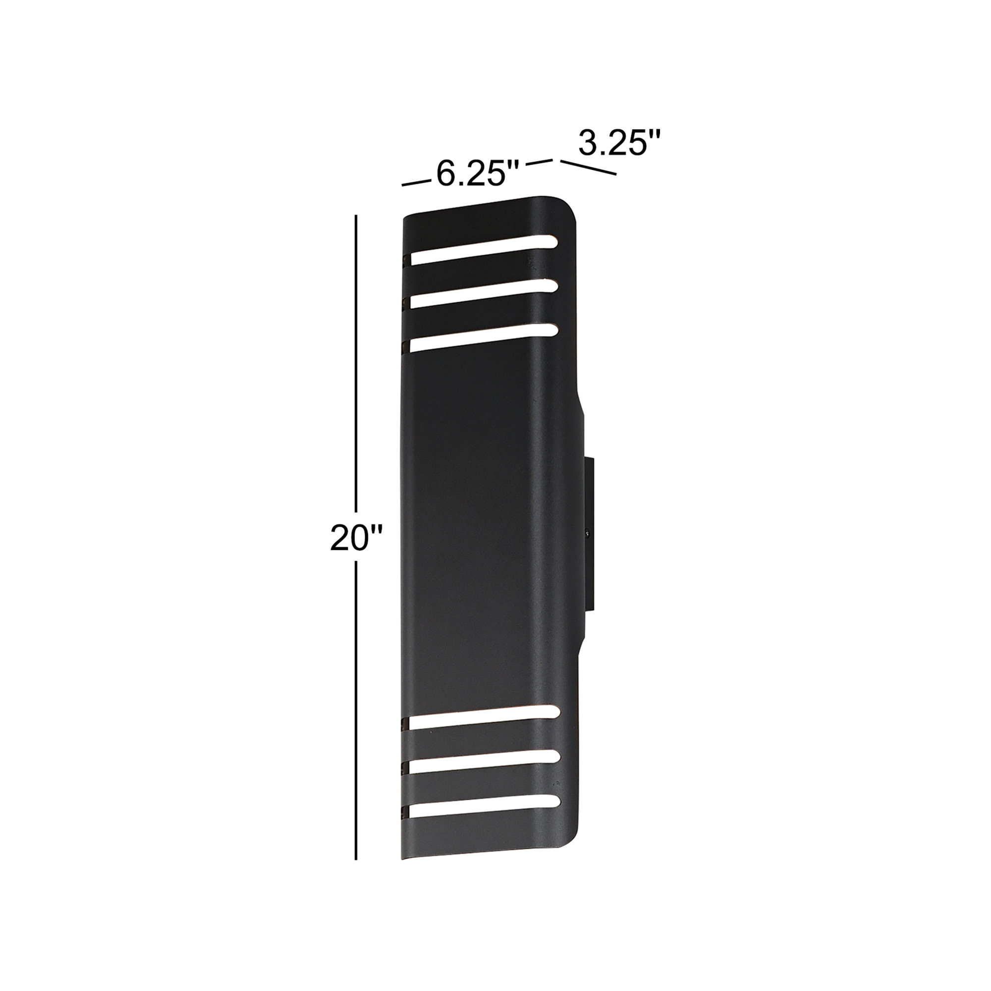 Mirha 2 Light Outdoor Aluminum LED Wall Light, Black, 12, 20" H x 6.25" W x 3.25" D