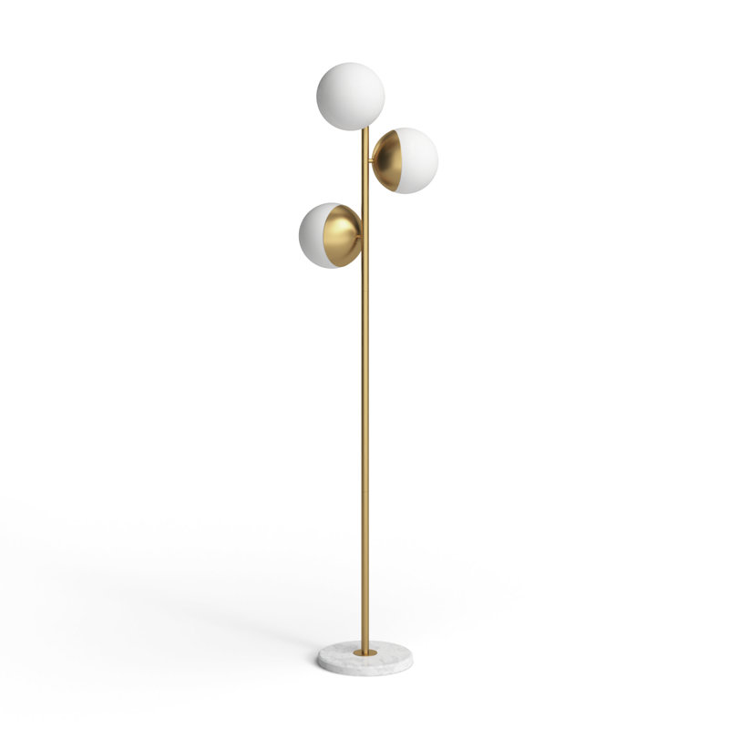 Yearby 65.5'' Tree Floor Lamp, Brass, Frosted White