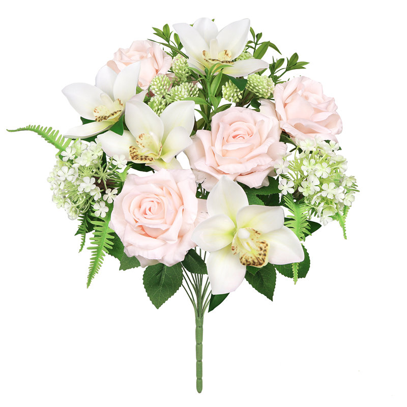Arrangement boule de neige artificielle orchidée rose, Crème rosé