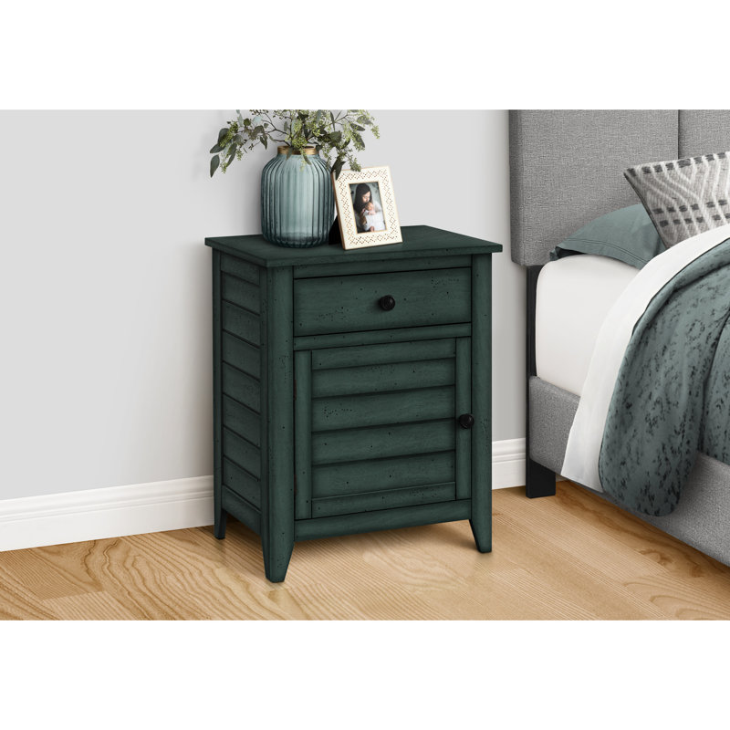 Table d'appoint en bois massif bleu antique +, option de rangement spacieux avec finition en placage transitionnel