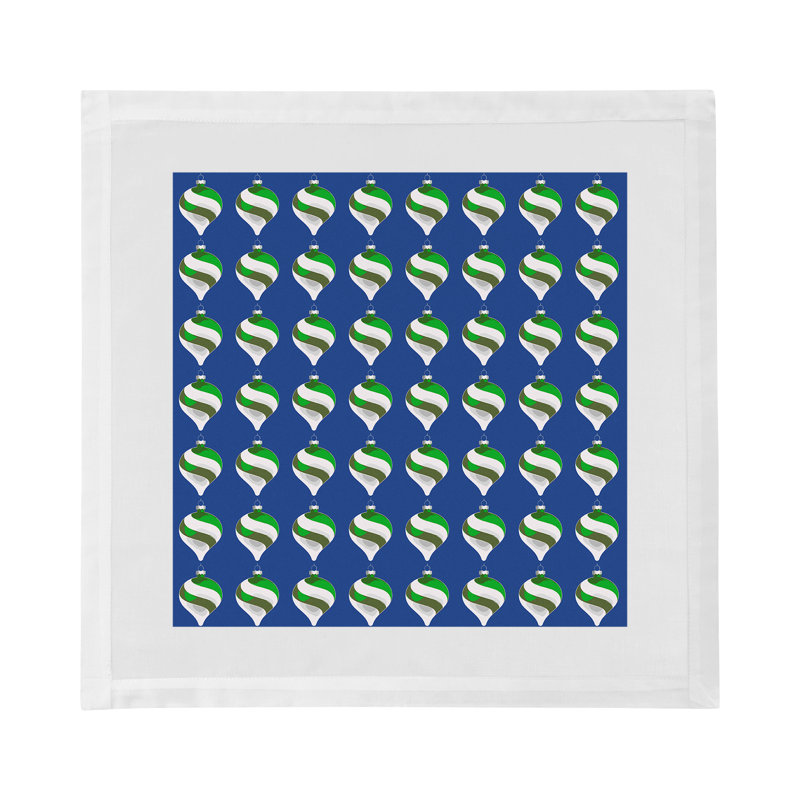 Xmas Ornament Cotton Sateen Dinner Napkins, Blue