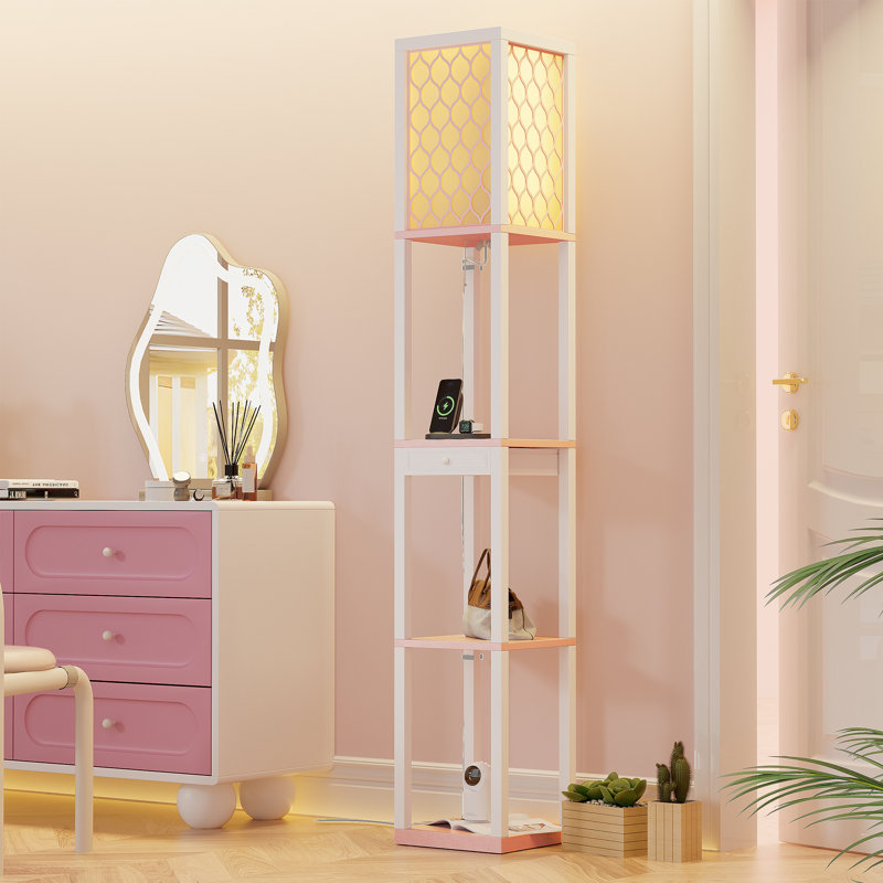 Shoe Rack, 135.5cm H x 26.5cm W x 30cm D, Pink/White