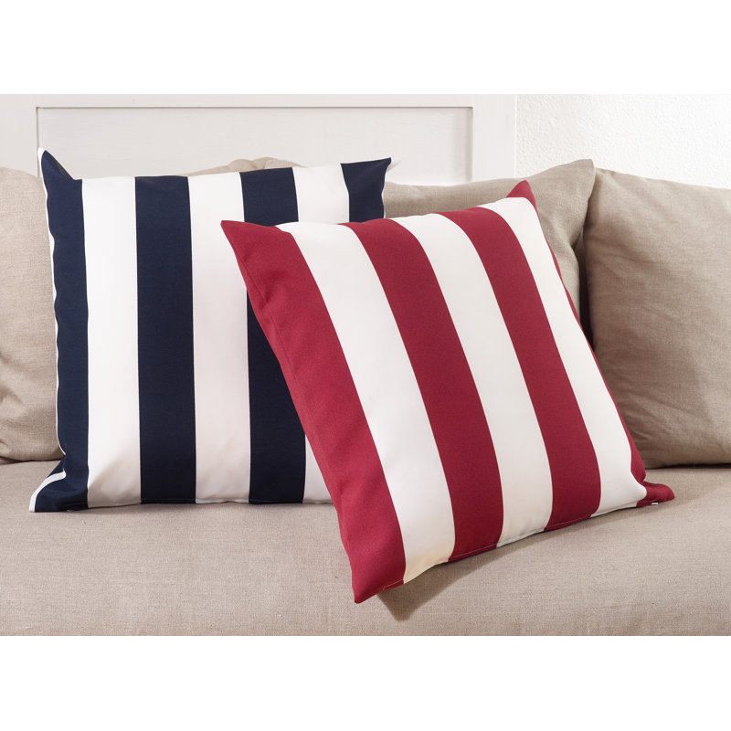 Classic Stripe Indoor/Outdoor Striped Throw Pillow, 21" H x 21" W, Navy Blue