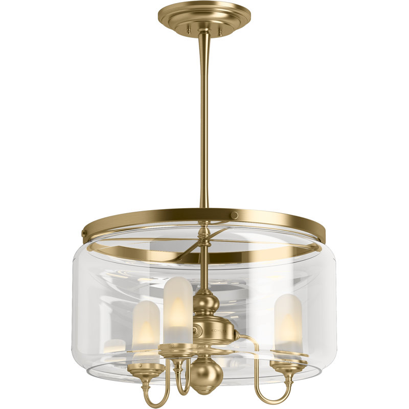Artifacts® 3 - Light Lantern Drum Chandelier, Moderne Brushed Gold