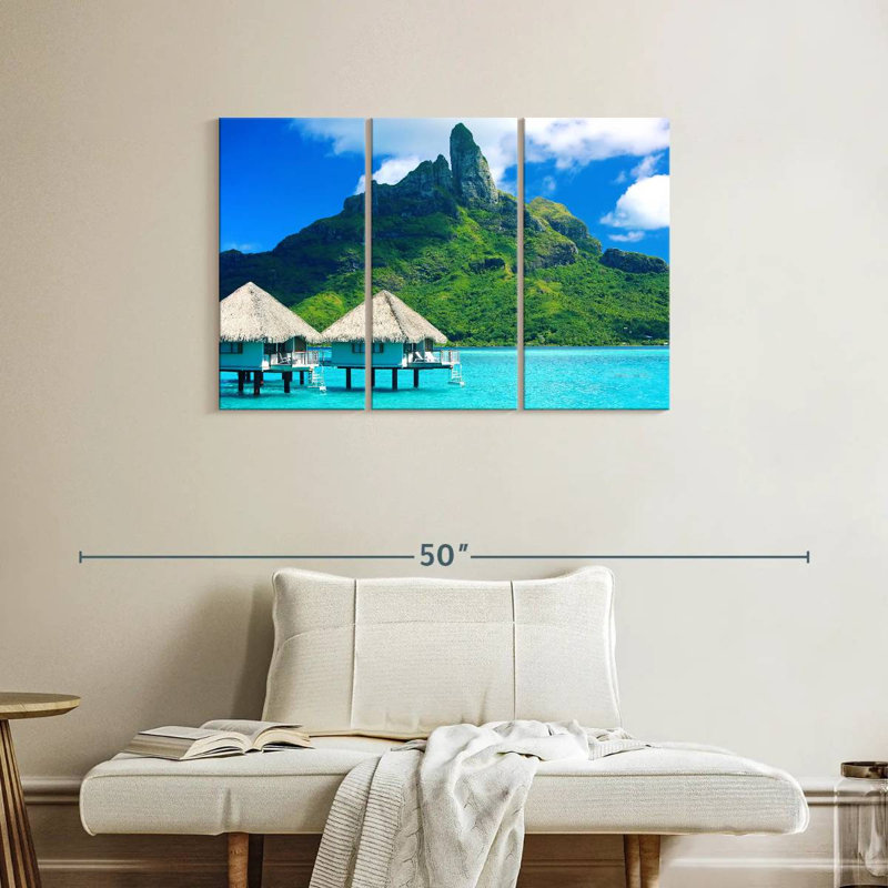 Scène de plage Gillard Tahiti, H 24 po x l 38 po
