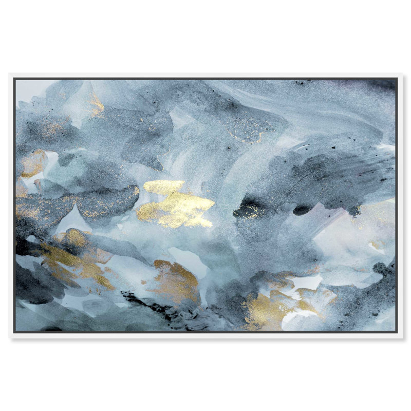 Bleu améthyste transporté - Peinture, H 20 po x l 30 po, Cadre flottant blanc