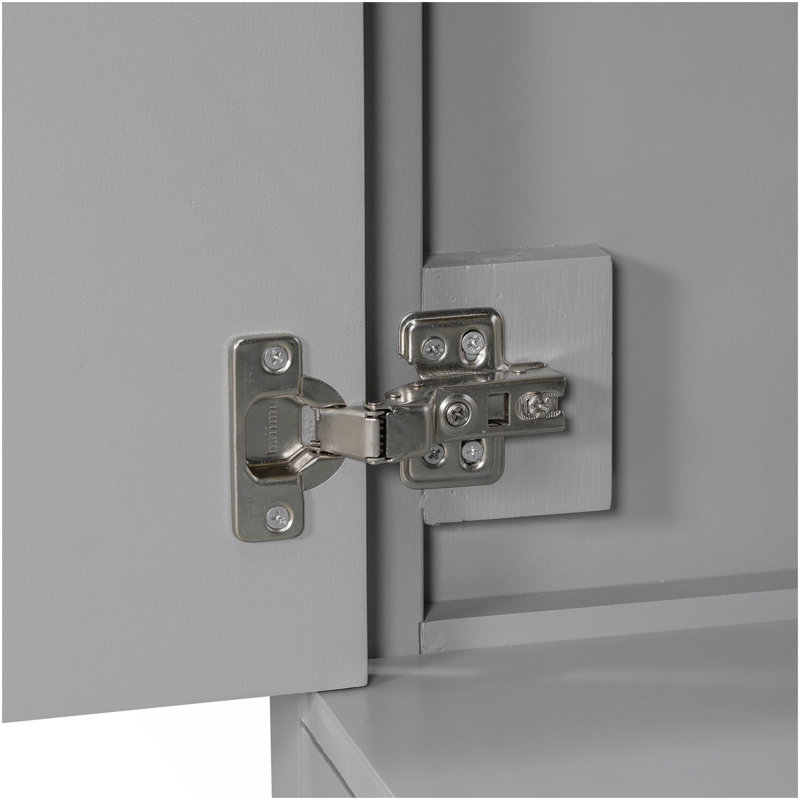 Meuble-lavabo gris 36 po avec lavabo en céramique, armoire de rangement abondante, 2 portes à fermeture douce et 5 tiroirs
