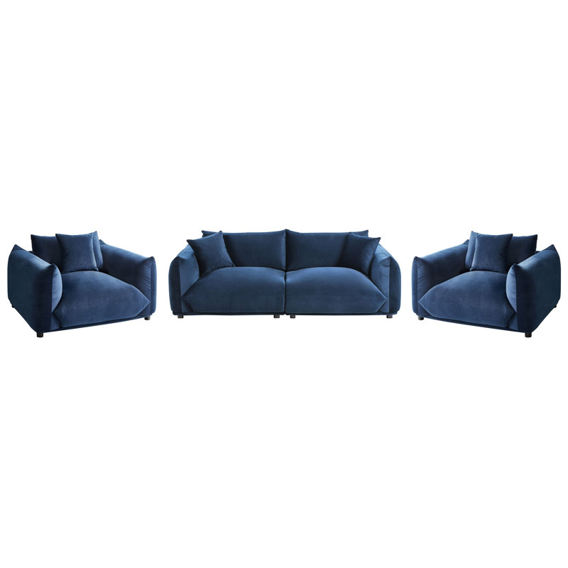 Living Room Set Alexias, Blue Velvet
