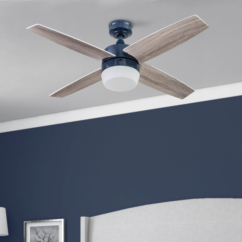 Ventilateur de plafond 44 po avec lumières DEL et télécommande Atlas inclus, Bleu saphir