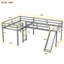 Lit mezzanine simple en L avec échelle et toboggan, gris