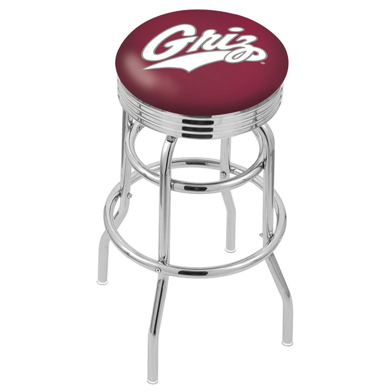 Tabouret de bar Logo Series, Tabouret de comptoir (siège d'une hauteur de 25 p, Double anneau chromé, University of Montana