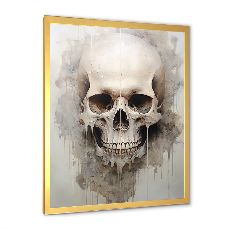 «Skull Elegance Portrait IV», reproduction sur toile, Cadre doré simple, H 32 po x l 24 po x P 1 po
