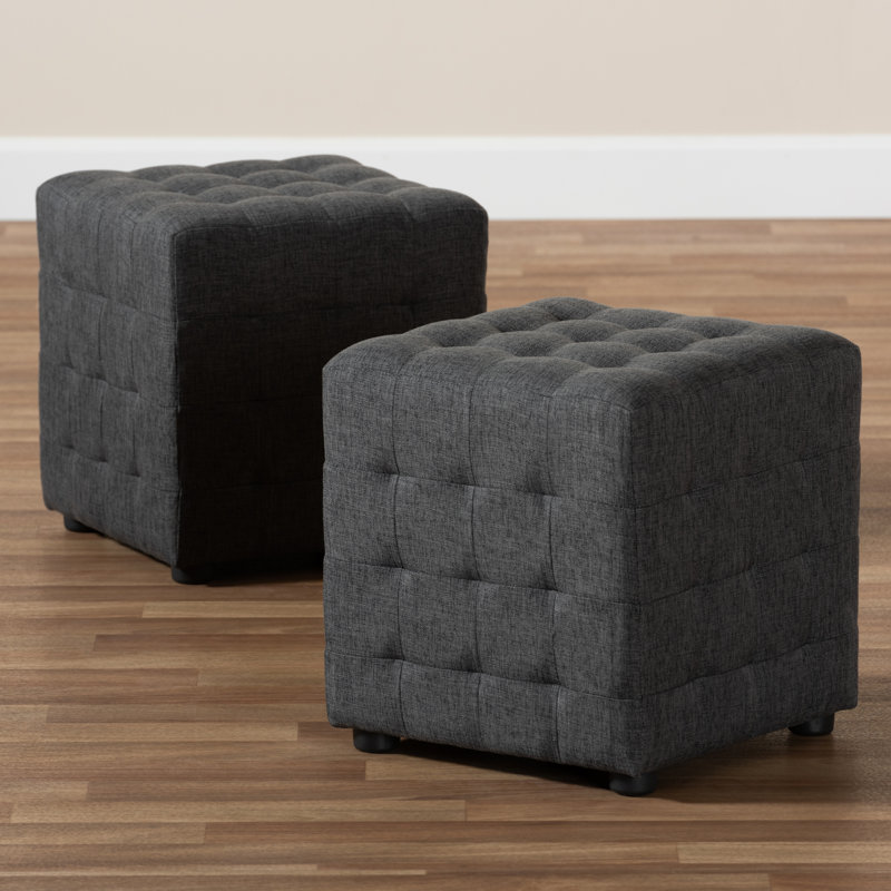 Gelene Upholstered Ottoman, Dark Gray