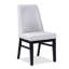 De 2 chaises de salle à manger rembourrées modernes, revêtement en tissu texturé blanc, dossier haut, structure en bois à finition noire, siège à dossier 2 pièces, pieds-780797191