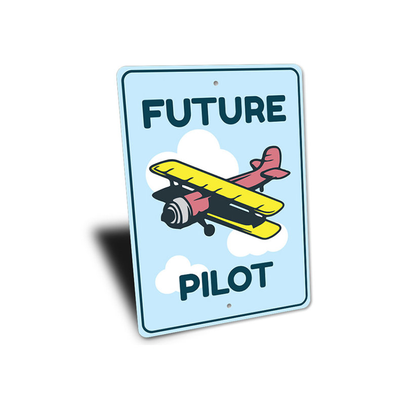 Enseigne en aluminium de la chambre d'enfant du futur pilote, H 18 po x l 12 po x P 0,06 po