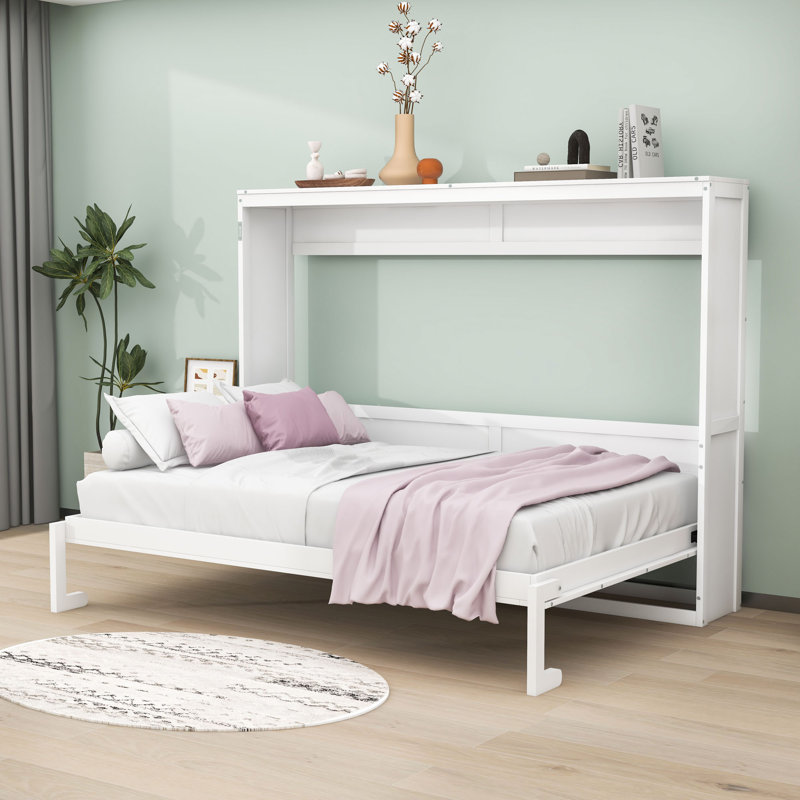 Lit escamotable en bois Hartzell, Complète, Blanc