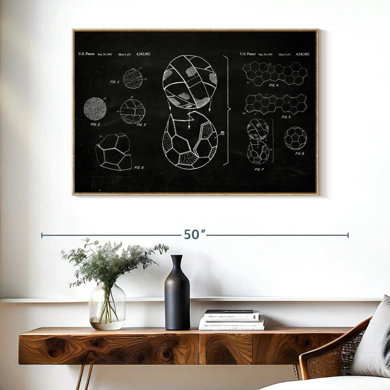 Ballon de soccer BW - brevet, Cadre flottant en bois naturel, 40 po x 27 po