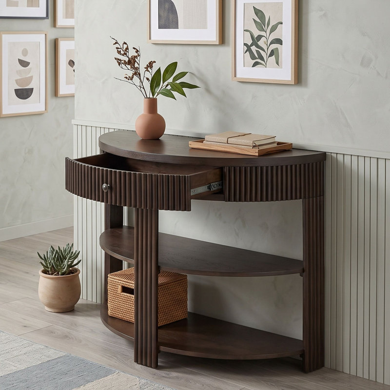 Console avec tiroir et deux tablettes, Espresso