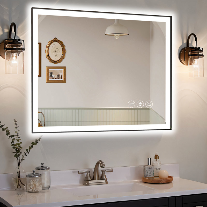40X32 Inch Frameless LED Bathroom Mirror, 32" x 40"