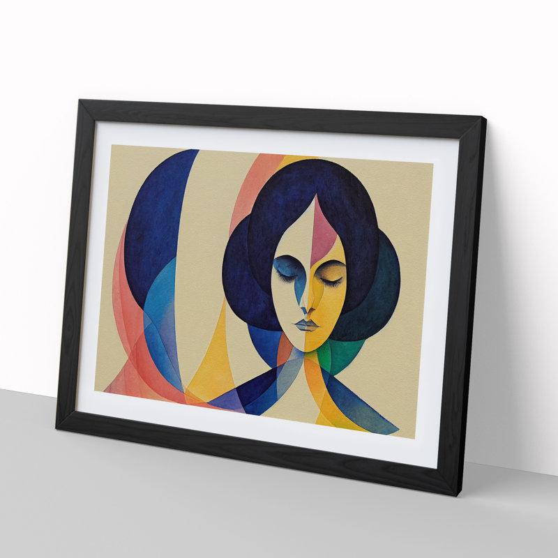 Watercolour Woman Vol.1 Abstract - Single Picture Frame Print, Black, 46cm H x 64cm W