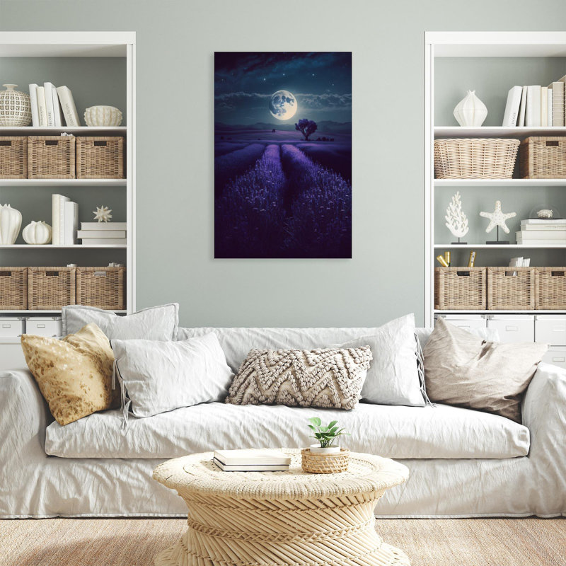 Lavande sous la lune - impression sur toile tendue, H 20 po x l 16 po x P 1,25 po