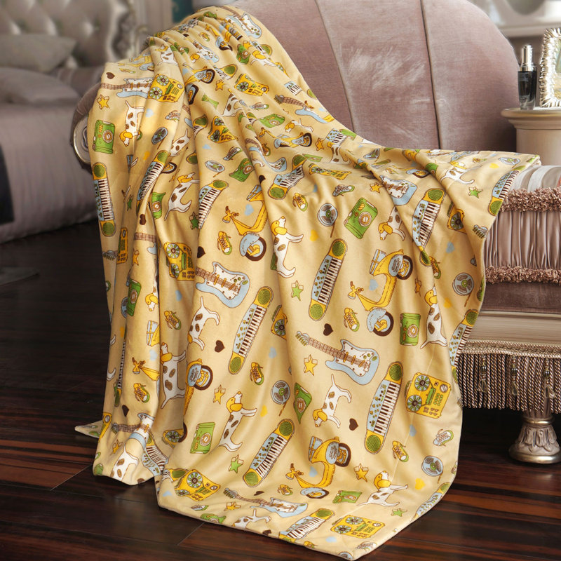 Sounds Patterned Beige Microplush Baby Throw Blanket