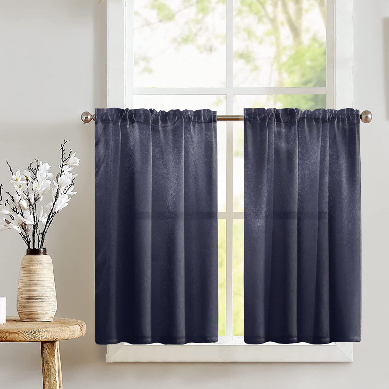 Rideau de café sur mesure l 27 po Brittaney, Bleu marine