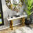 55 Inch White And Gold Console Table