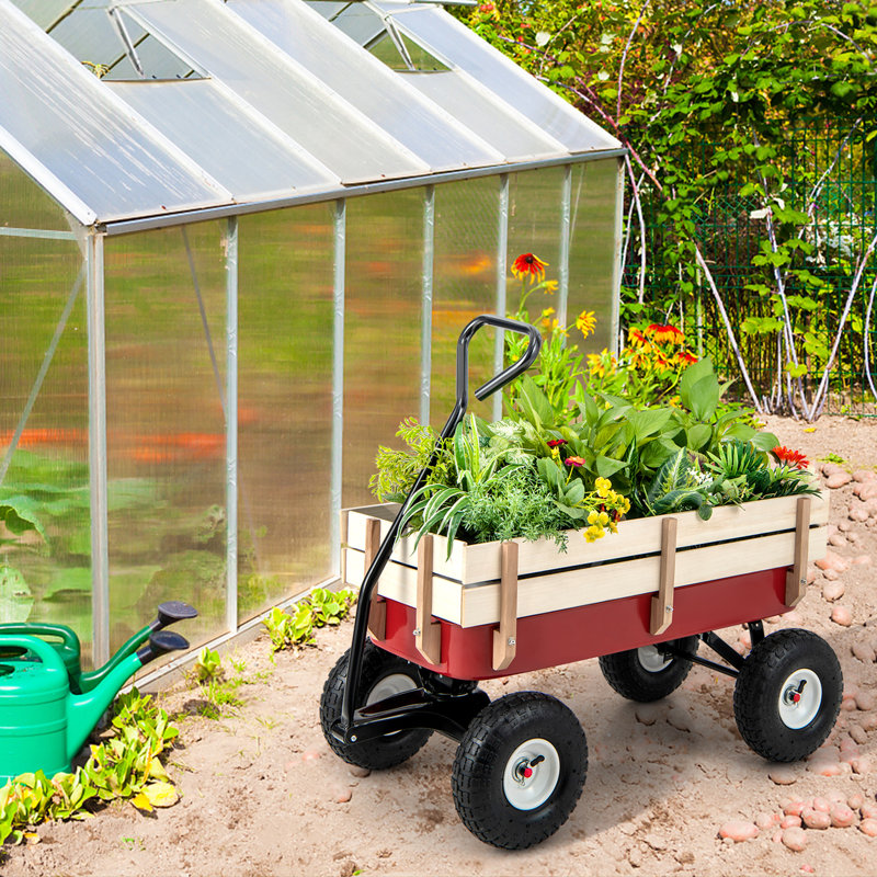 Chariot de jardin utilitaire Arlmont & Co. avec chariot en bois 330lbs