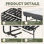 Lit simple pliant noir avec matelas et roulettes verrouillables, lit d'invité en acier avec support à 8 lattes et mousse viscoélastique imprégnée de gel, capacité de poids de 300 lb, avec housse de protection et outils