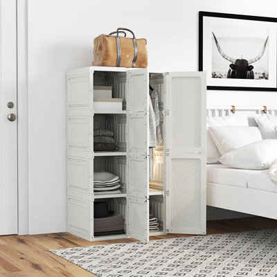Porte-penderie portative avec 4 compartiments cubes