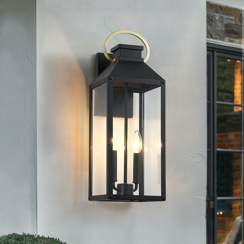 20,5 po Lanterne murale d'extérieur 2 lumières, Or / noir
