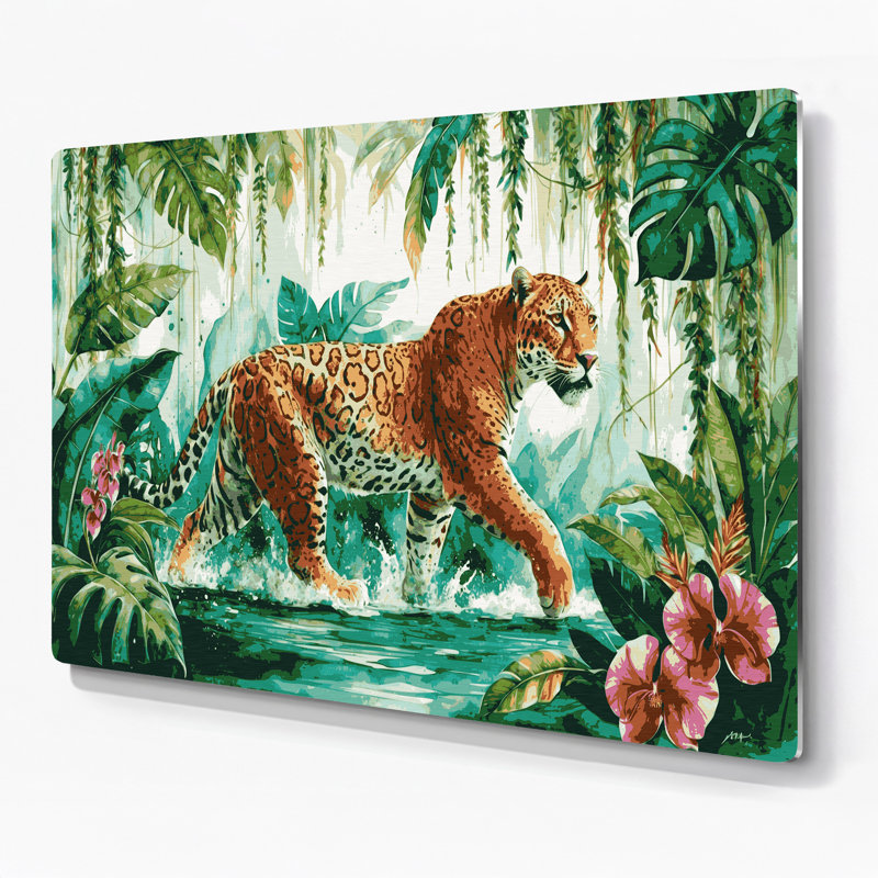 «Big Cats Amazon Jaguar», art mural en métal vert