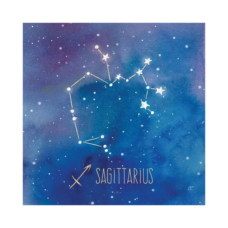 Star Sign Sagittarius by Cynthia Coulter - Wrapped Canvas Painting, 30.48 cm H x 30.48 cm W