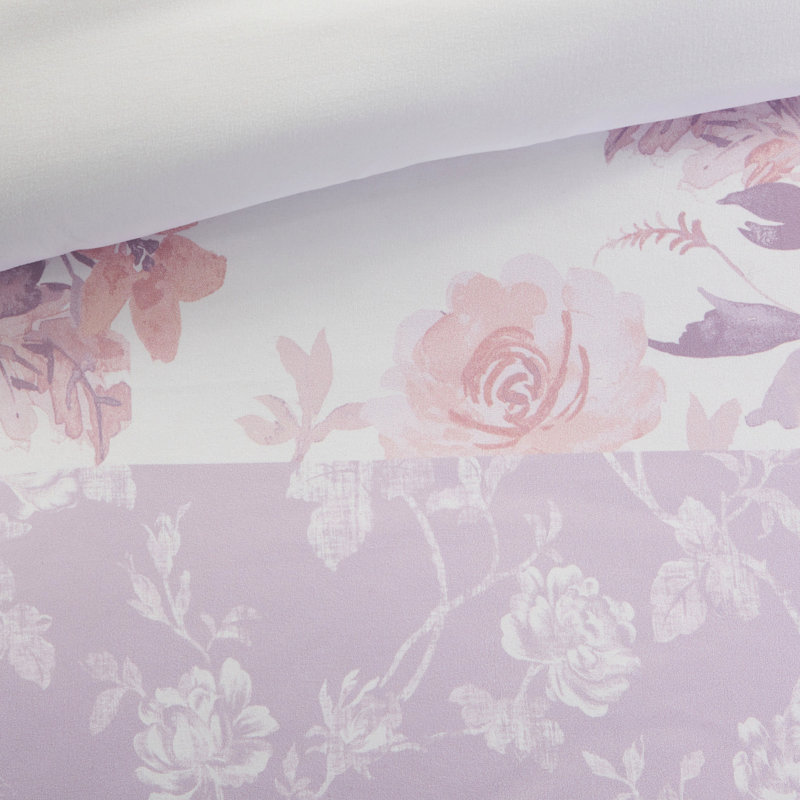 Housse de couette simple / simple en microfibre TG, 2 pièces motif cachemire floral, lavable à la machine, fermeture à boutons, attaches intérieures, étiquette rose, doux