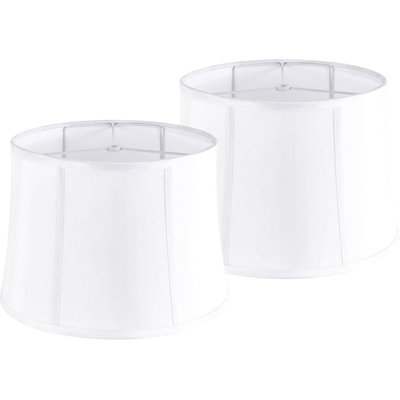 Abat-jour blanc en bambou GOSO, ensemble de 2 grands abat-jours cylindriques empire pour lampes de table - 12 x 14 x 10 po (araignée), abat-jour en tissu de lin naturel, remplacement de l'abat-jour rustique moderne - assemblage facile