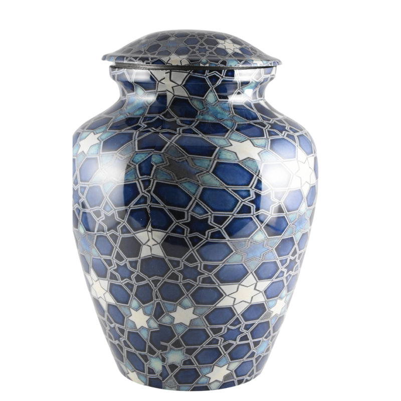 Handmade Blue Mosaic Star Pattern Urn